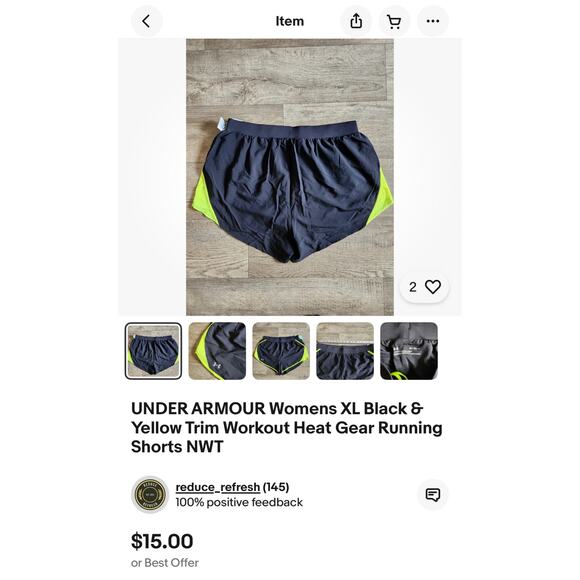 Underarmor Heat Gear Running Short Women XXL Black Stretch Lined Pull On Workout - Picture 3 of 10